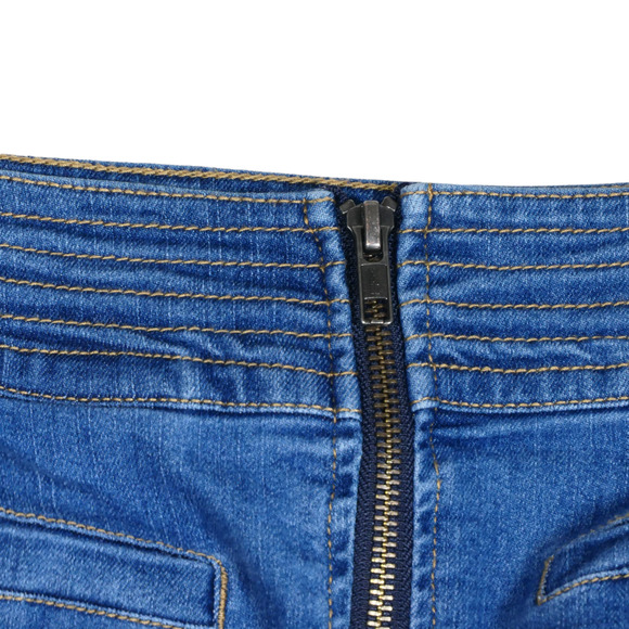 Universal Denim Skirt Womens Size 18 Blue Exposed Zipper Sexy Slit Pockets - Picture 7 of 8